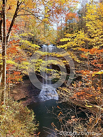 Piney falls autumn waterfall nature art Stock Photo