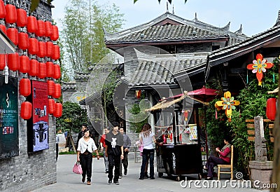 Ping Le, China: Red Lanterns and Classic Houses Editorial Stock Photo