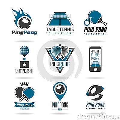 Ping pong icon set - 3 Vector Illustration