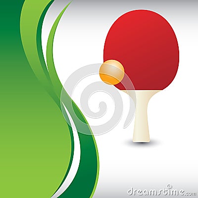 Ping pong paddle and ball on vertical green wave Vector Illustration