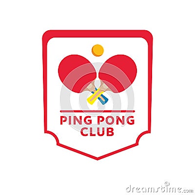 Ping-pong rackets and ball isolated banner. Table tennis emblem, sport club symbol. Vector illustration Vector Illustration