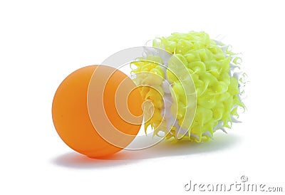 Pingpong and tennis balls Stock Photo