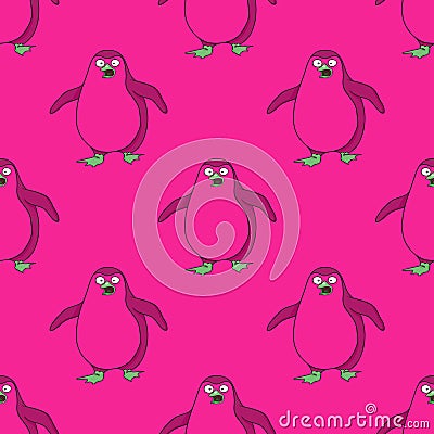 Pinguin walking seamless pattern Vector Illustration