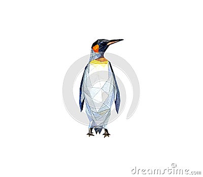 Pinguin watercolor abstract triangles print Stock Photo