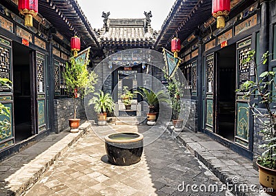 Pingyao Ancient City architecture and ornaments, Shanxi, China Stock Photo