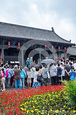 a simulation of Yamen interrogate suspect in PingYao at vertical composition Editorial Stock Photo