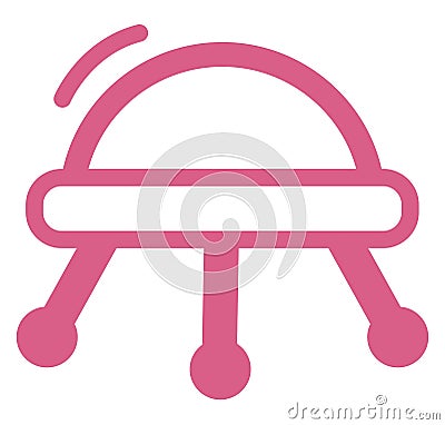 Pink alien ship, icon Vector Illustration