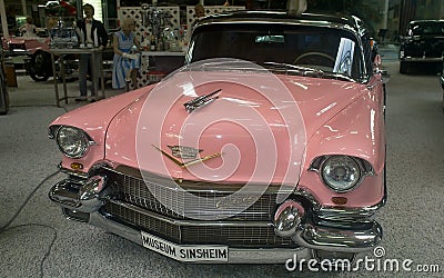 Pink American dream car - Museum Sinsheim Editorial Stock Photo