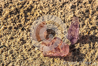 Pink amethyst, in its natural, non-polished state, reveals soft pink hues with translucent clarity. Editorial Stock Photo