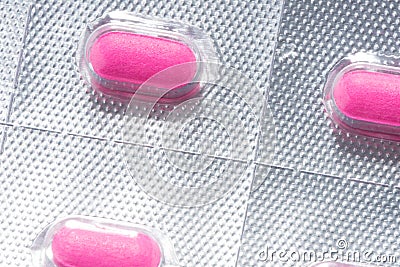 Pink antihistamine allergy tablets in blister pack Stock Photo