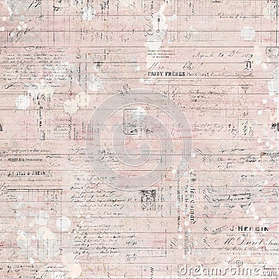 Pink Antique Vintage Script Shabby Chic distressed grungy background Stock Photo