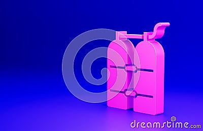 Pink Aqualung icon isolated on blue background. Oxygen tank for diver. Diving equipment. Extreme sport. Diving Cartoon Illustration