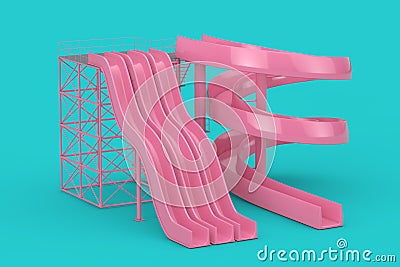 Pink Aquapark Water Slides Mock Up Duotone. 3d Rendering Stock Photo