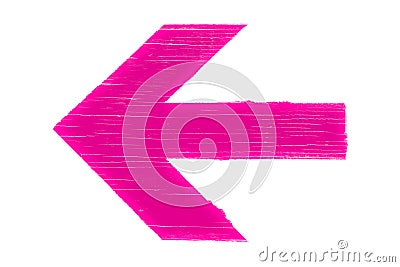 Pink arrow manually painted on wooden signboard texture Stock Photo