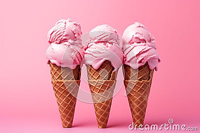 Pink Artisanal Ice Cream Cones, pink life Stock Photo