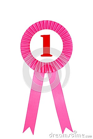 Pink award ribbons badge with white background Stock Photo