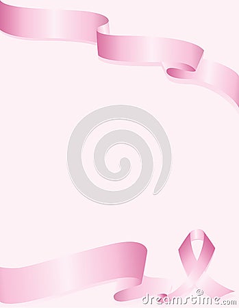 Pink Awareness ribbon background for breast cancer Vector Illustration