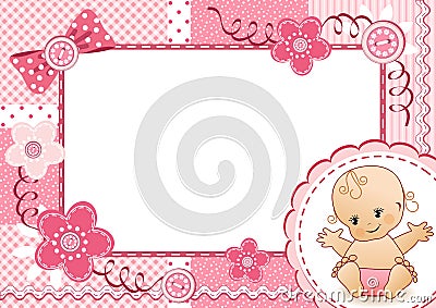 Pink baby frame. Vector Illustration