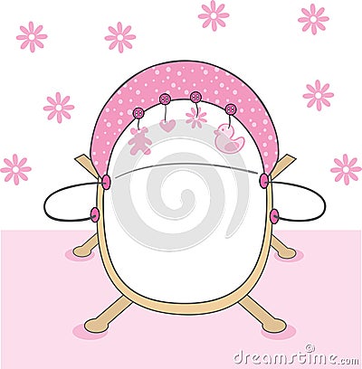 Pink baby girls crib Stock Photo