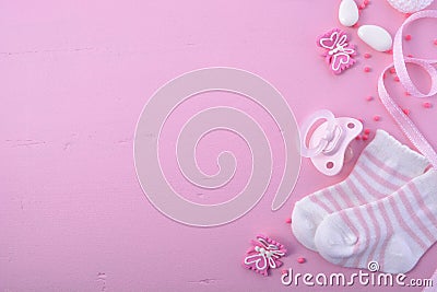 Pink Baby Shower Nursery Background Stock Photo