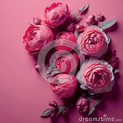 Pink background with beautiful rose flower Stock Photo