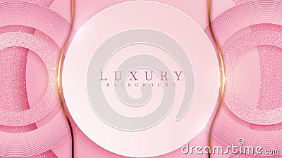 Pink background with glittering gold lines, luxury backdrop, modern concept. Illustration from vector about modern template deluxe Vector Illustration