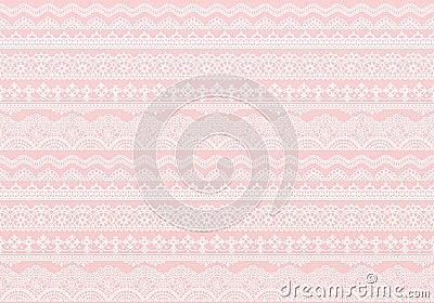 Pink background of lace trims. Vector Illustration