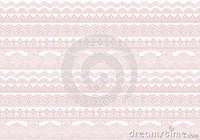 Pink background of lace trims. Vector Illustration