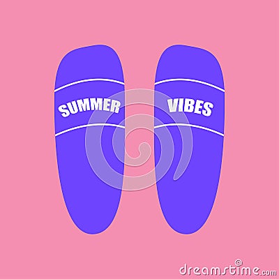 pink background and purple slippers summer vibes Vector Illustration