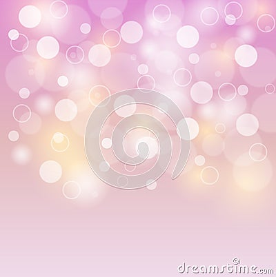 Pink background white bubbles or bokeh lights Vector Illustration