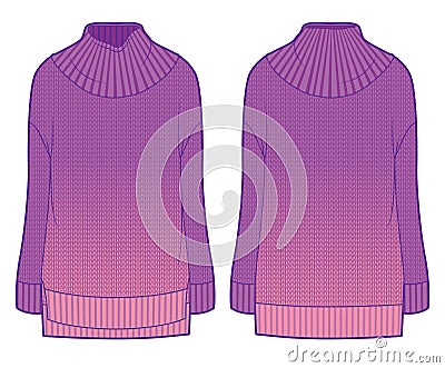 Pink baggy knitted sweater with gradient Vector Illustration