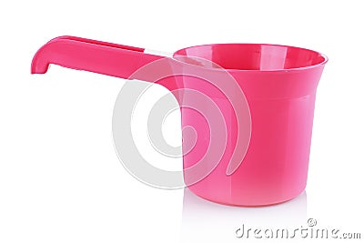 Pink bailer for take a bath Stock Photo