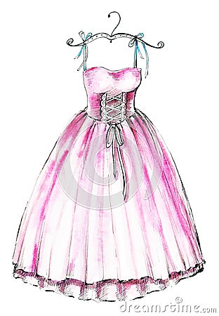 Pink ballet dress Cartoon Illustration