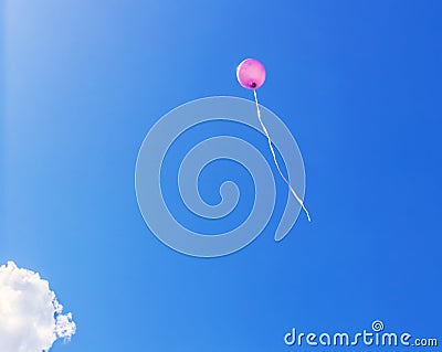 Pink balloon on blue sky background Stock Photo