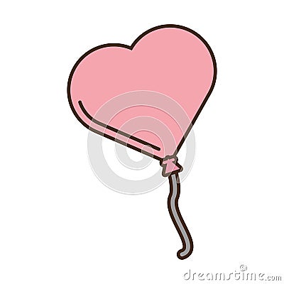 Pink balloon form heart love icon Vector Illustration