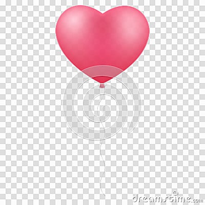 Pink balloon heart isolated on a transparent background. Graphic element for your design. Happy Valentines Day. Romantic, realisti Cartoon Illustration