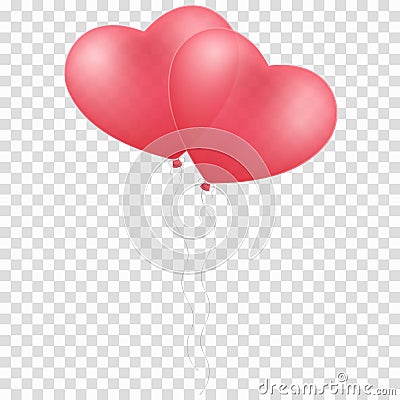 Pink balloons heart isolated on a transparent background. Balloons for the wedding. Graphic element for your design. Happy Valenti Cartoon Illustration