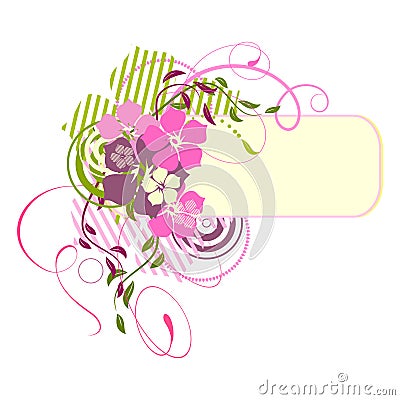 Pink banner with flowers Vector Illustration