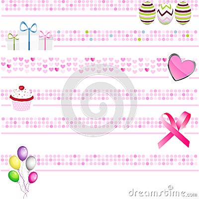 Pink banners collection Vector Illustration