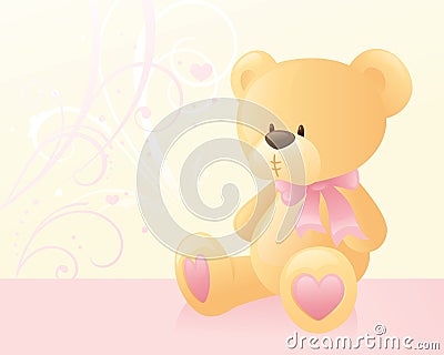 Pink Bear Vector Illustration