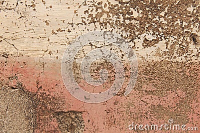 Pink and Beige Background. Old Cracked Wall of the House. Empty Background for Templates, Design and Decoration. A sample of the Stock Photo