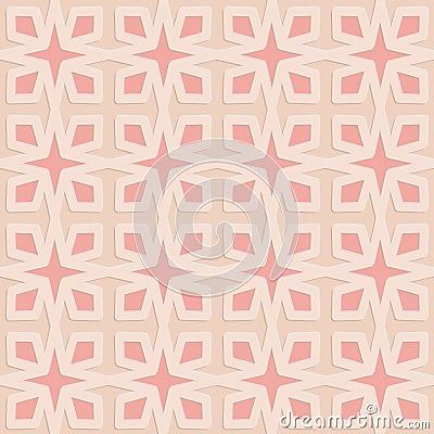 Pink beige embossed pattern in arabic style, oriental ornate seamless pattern for decoration Vector Illustration