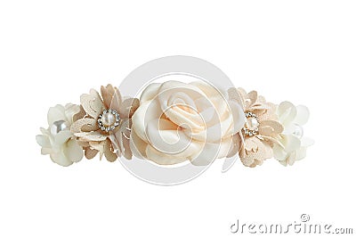 Pink Beige Flower Crown Front View isolated on white background with clipping paths Stock Photo