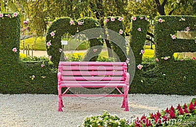 Pink bench. Stock Photo
