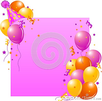 Pink Birthday card Vector Illustration