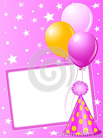 Pink Birthday card Vector Illustration