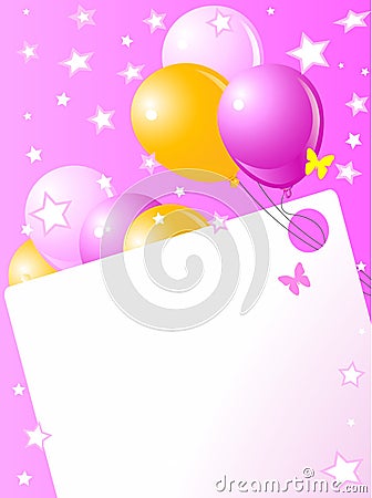 Pink Birthday card Vector Illustration