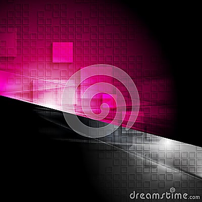 Pink and black contrast background with squares Vector Illustration