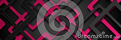 Abstract pink black paper cut stripes corporate background Vector Illustration