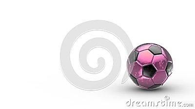 Pink and black soccer metal ball isolated on white background. Football 3d render illlustration Stock Photo